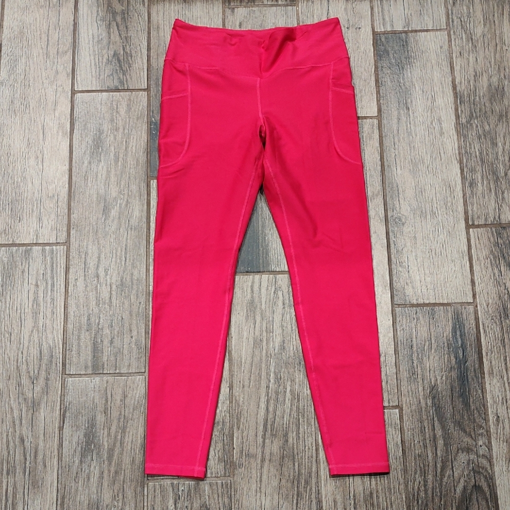 Old Navy Vibrant Pink Women's Active High Waisted Leggings Pockets Size Large